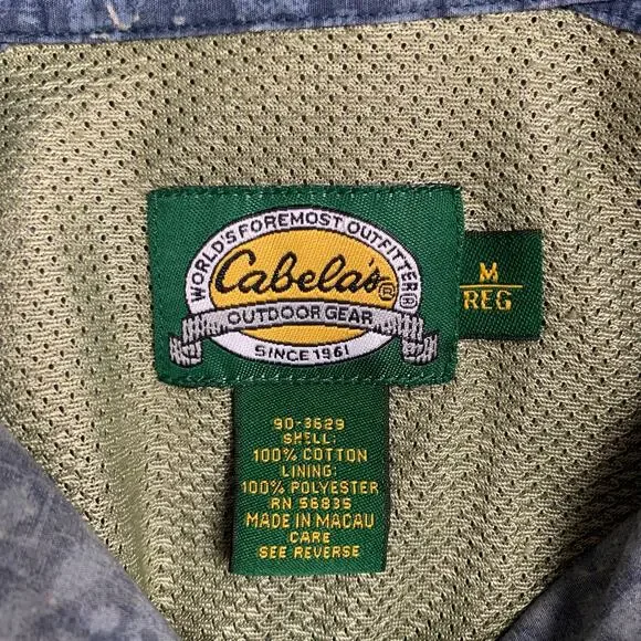 Cabelas Shirt Short Sleeve Button Front Vented Back Blue Fishing Outdoor Men's M - Picture 5 of 6